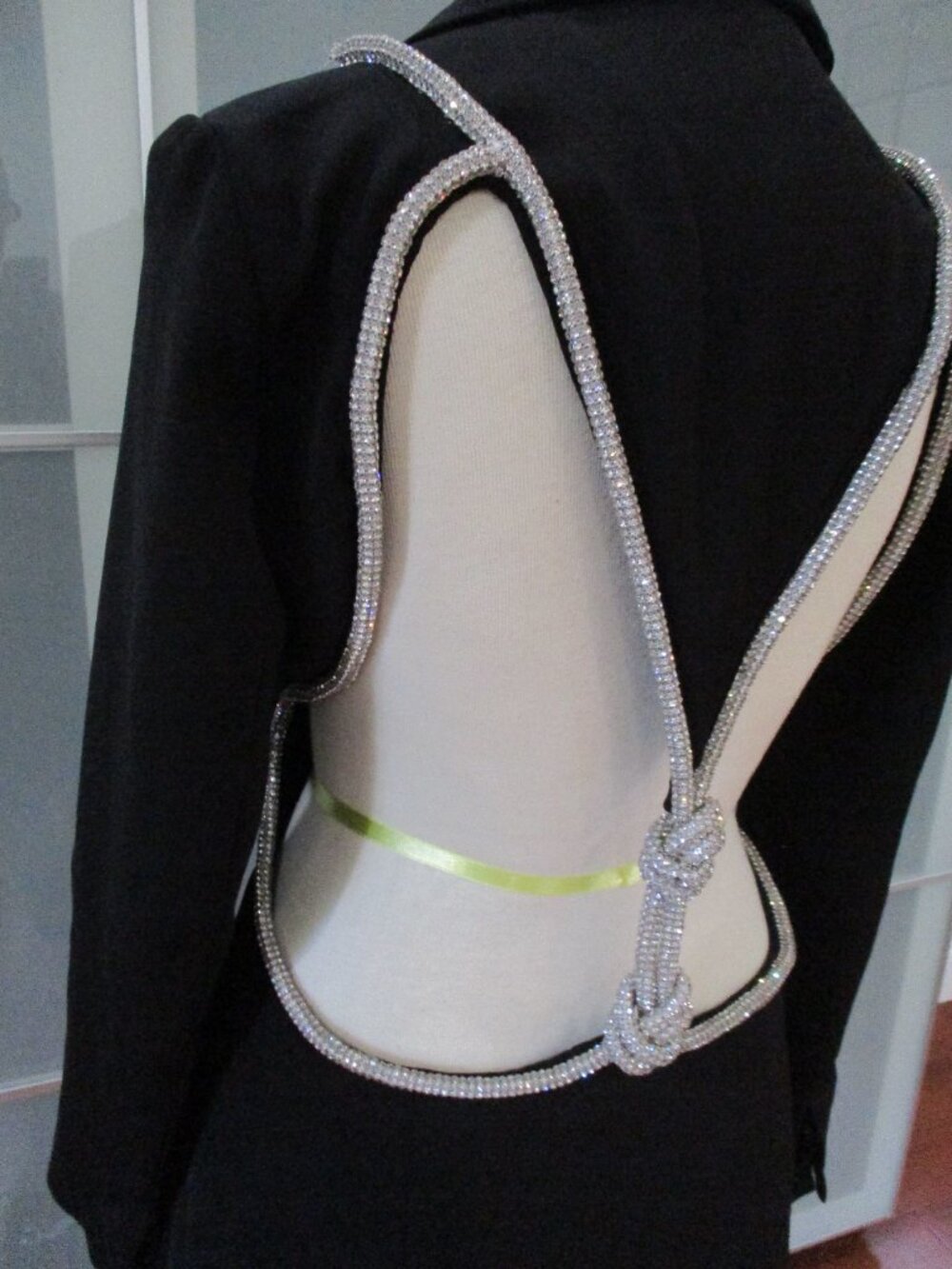 Bella Barnett Open Back Bejeweled Fitted Black Blazer - Picture 5 of 11